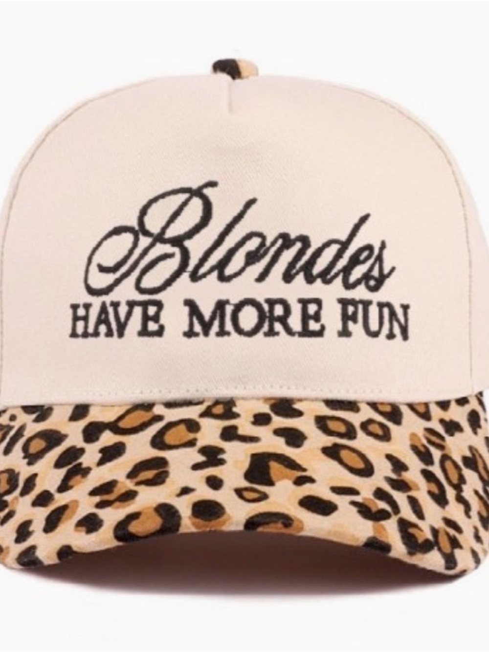 Blondes Have More Fun Beige & Leopard Print Baseball Cap
